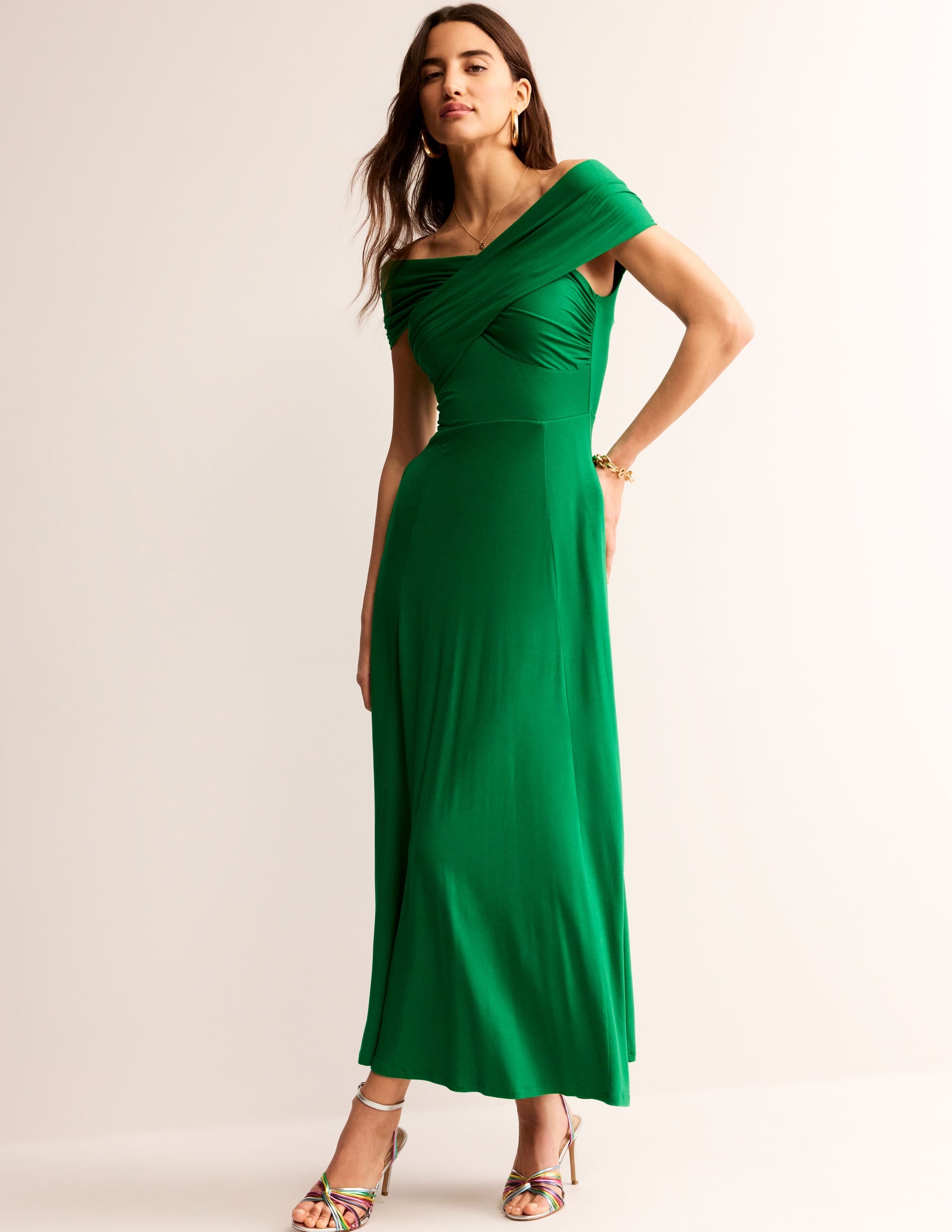 Bardot Maxikleid aus Jersey-Grünes Tamburin - Image 2