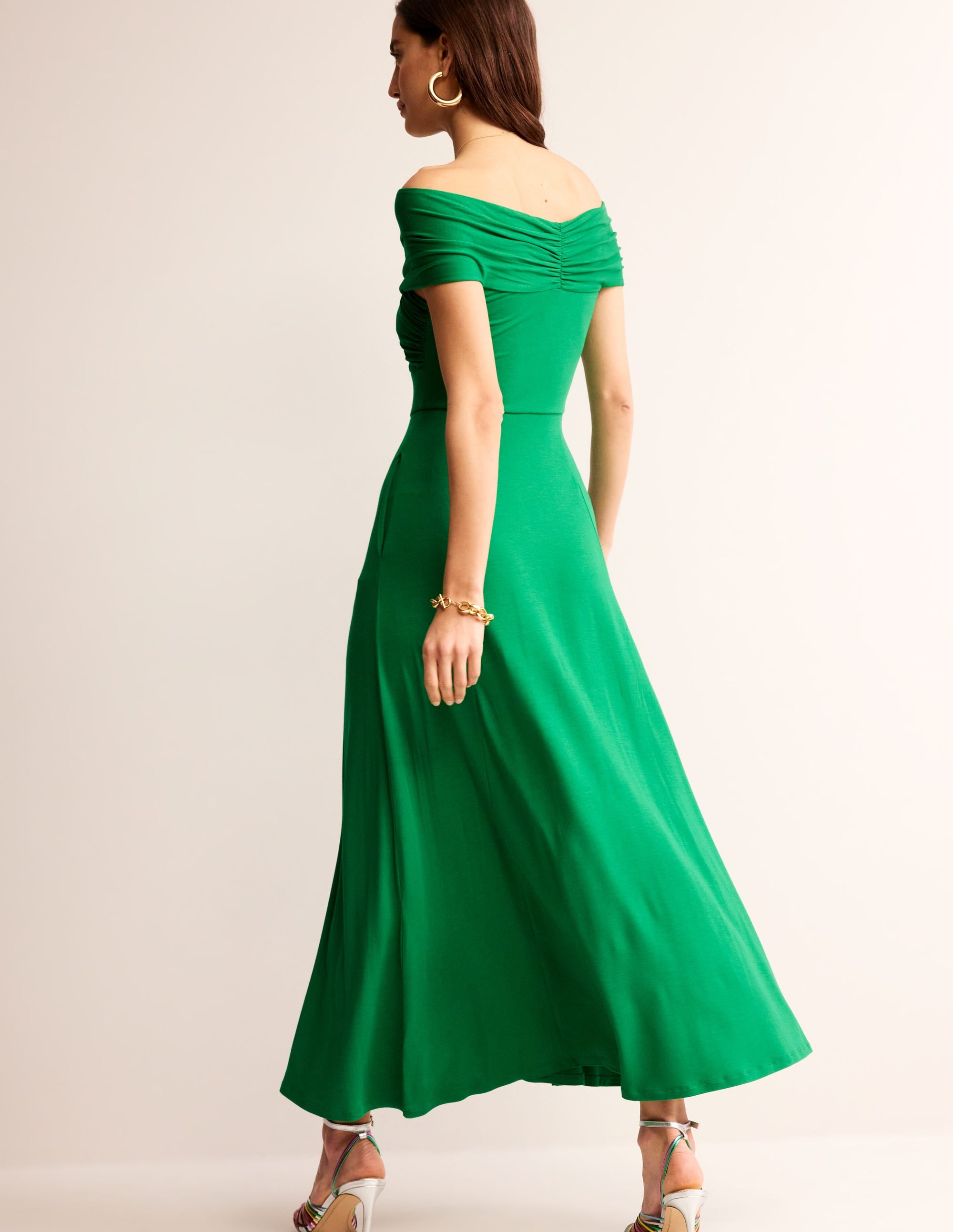 Bardot Maxikleid aus Jersey-Grünes Tamburin - Image 3