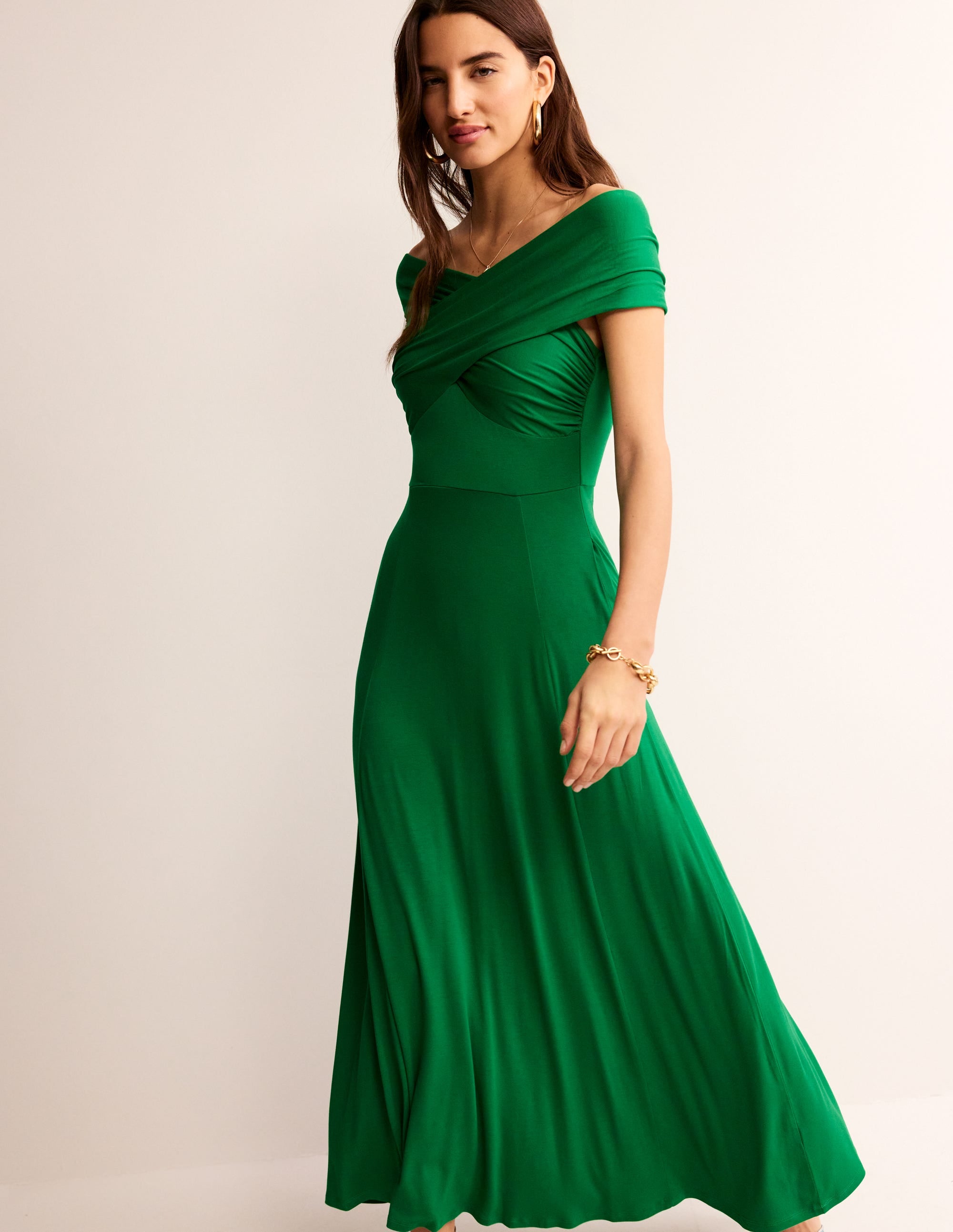Bardot Maxikleid aus Jersey-Grünes Tamburin - Image 4