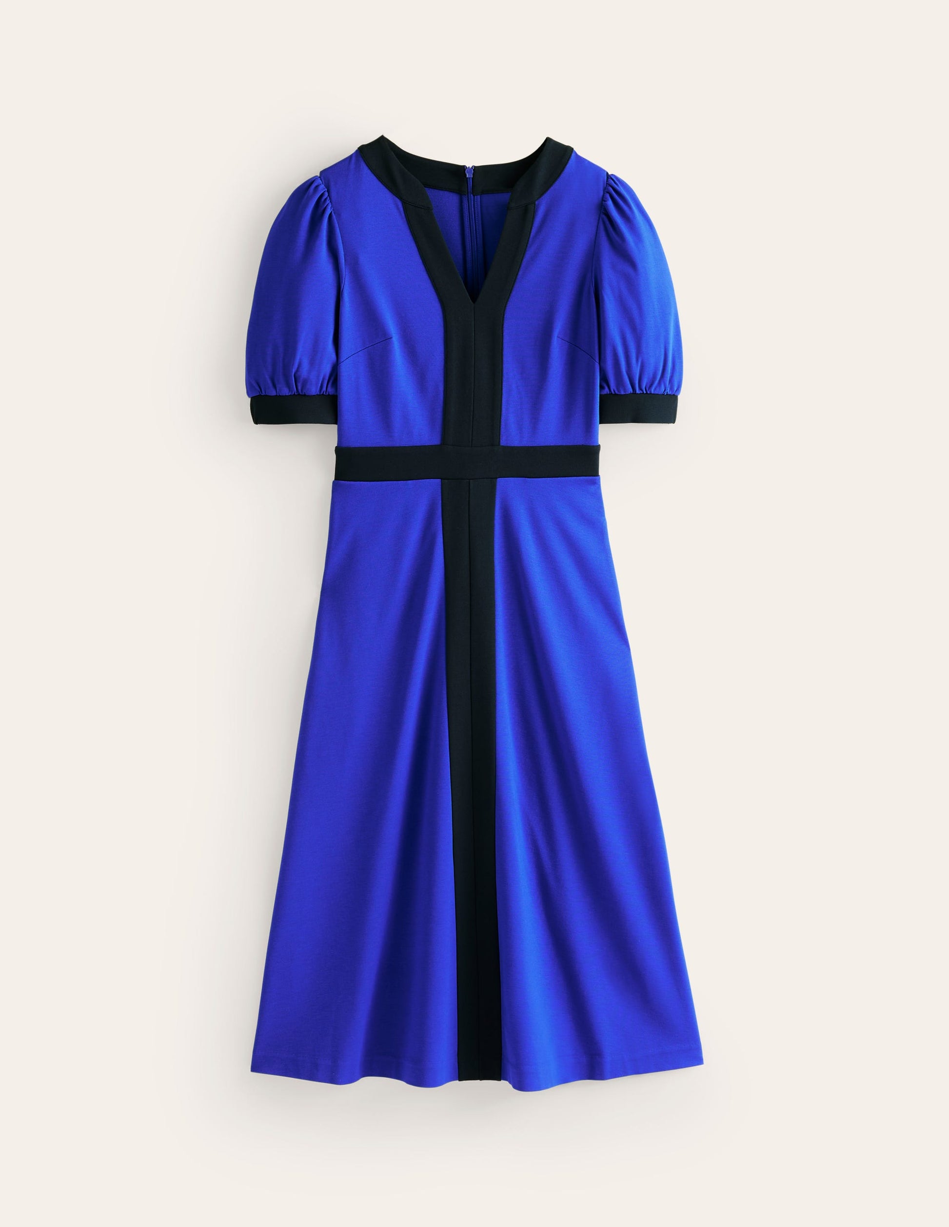 Robe Petra en point de Rome à manches bouffantes-Bleu connecté-5