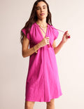 Robe Millie à pompons en coton-Rose violet
