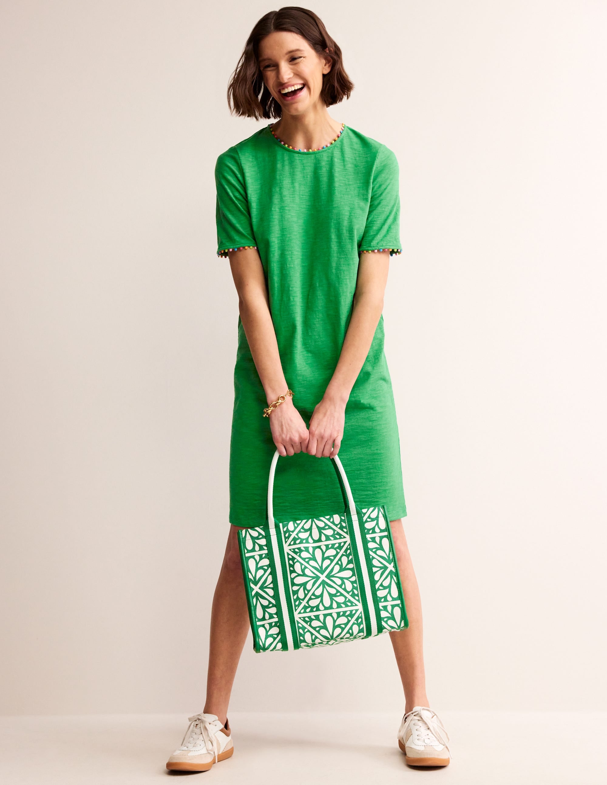 Robe Ali à pompons-Vert tambourin - Image 4