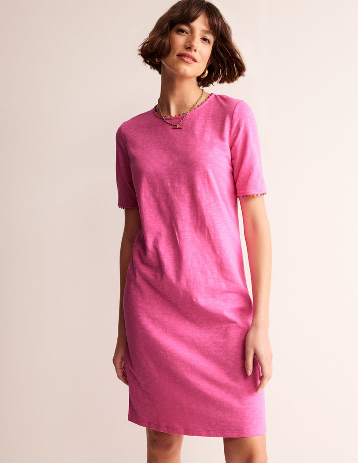 Ali Kleid mit Bommelborte-Sangria Sonnenuntergang