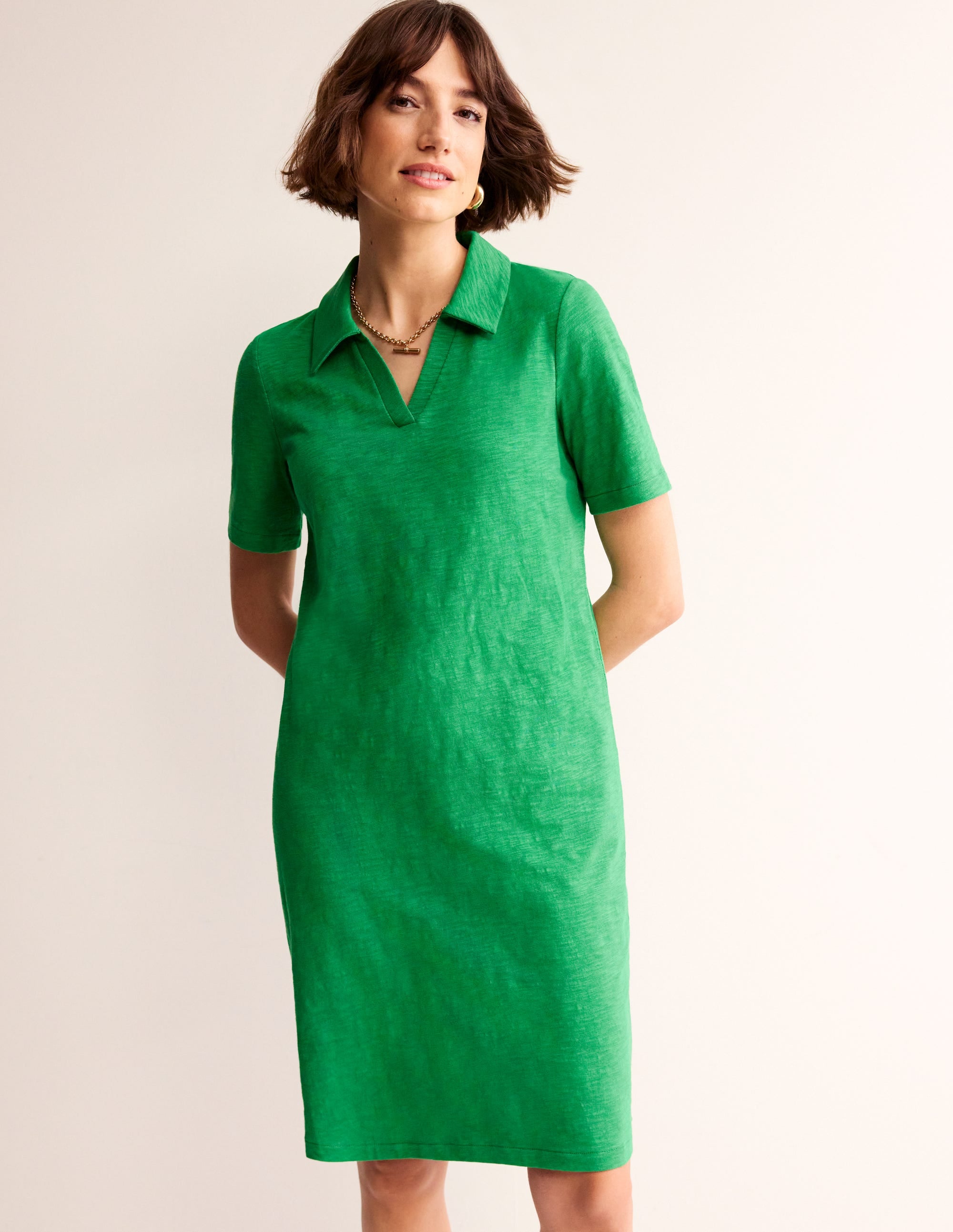 Ingrid Polokleid aus Baumwolle-Grünes Tamburin - Image 1