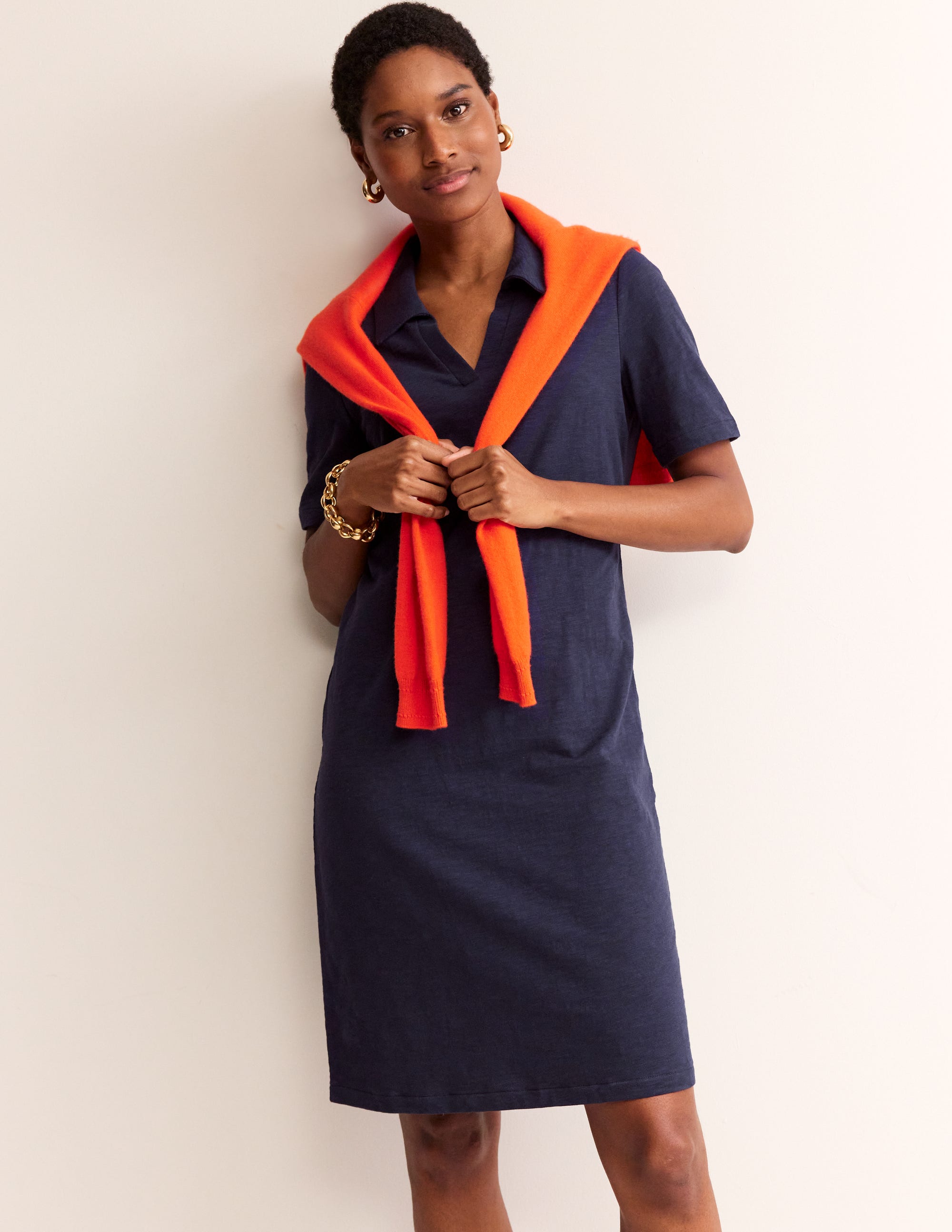 Ingrid Polokleid aus Baumwolle-Aqua Marine Marl - Image 1