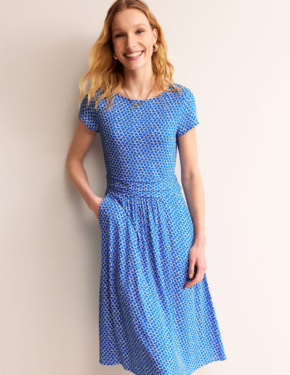 Amelie Jerseykleid-Brillantblau, Gänseblümchen