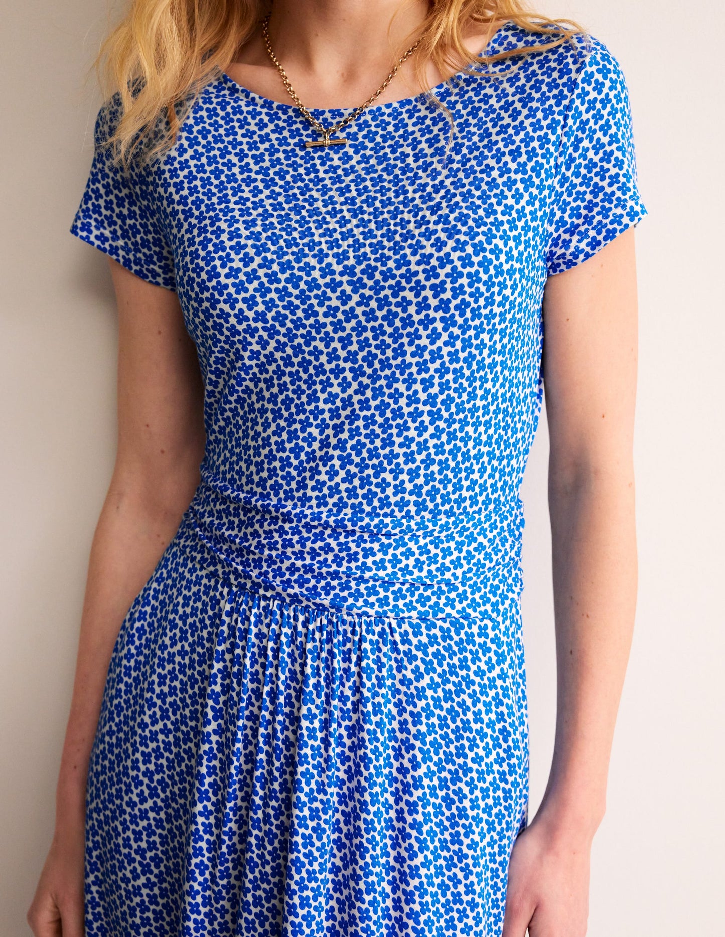 Amelie Jersey Dress-Brilliant Blue, Daisy Bud