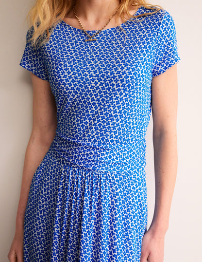 Robe Amelie en jersey-Bleu brillant, motif Daisy Bud