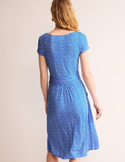 Amelie Jersey Dress-Brilliant Blue, Daisy Bud