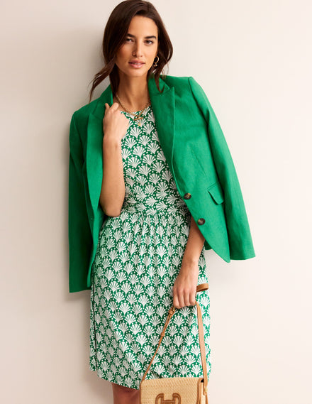 Amelie Jerseykleid-Grünes Tamburin, Muscheln