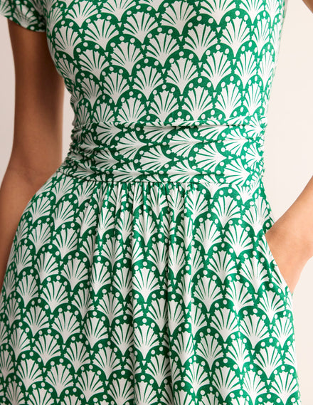 Amelie Jerseykleid-Grünes Tamburin, Muscheln