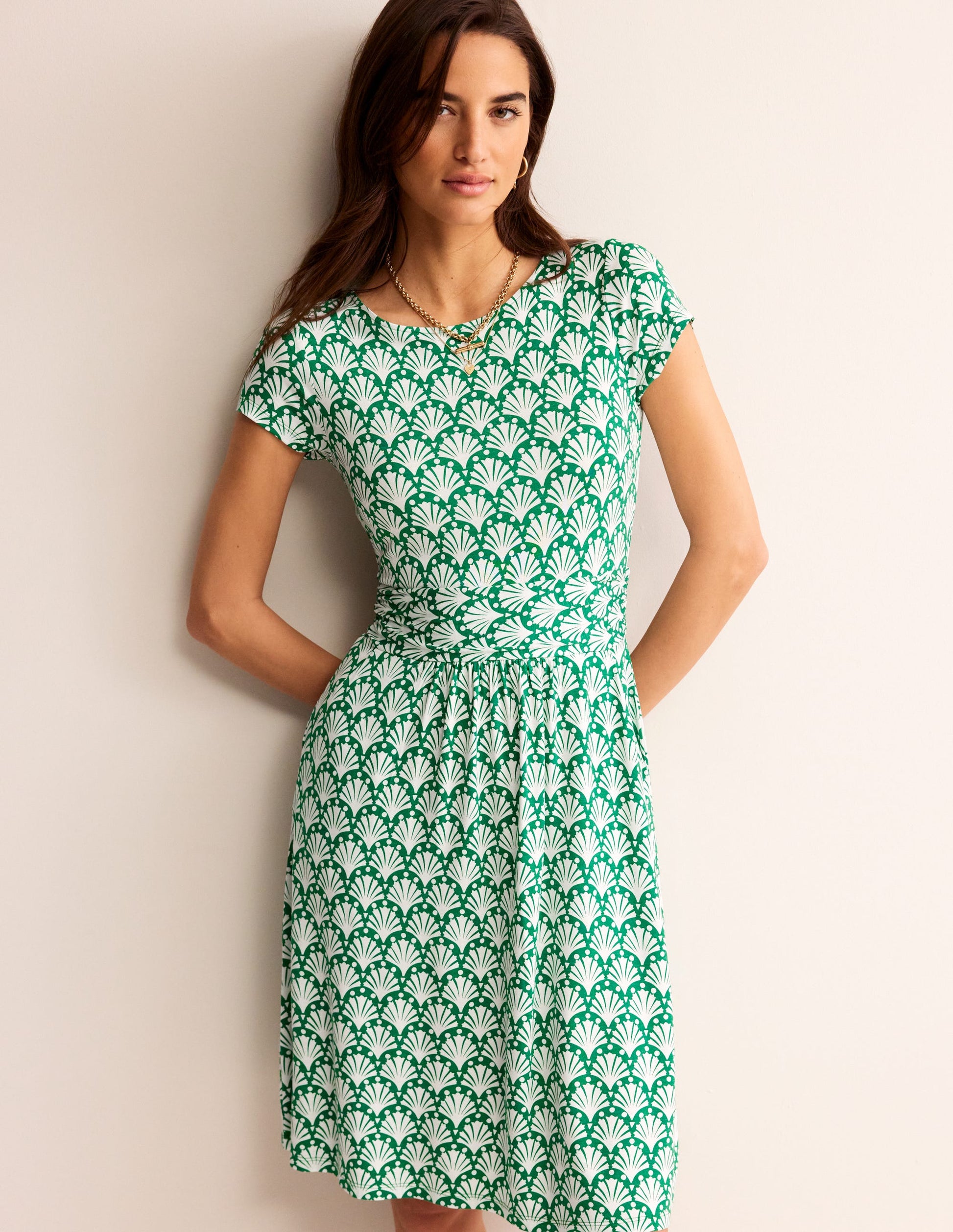 Amelie Jerseykleid-Grünes Tamburin, Muscheln-4