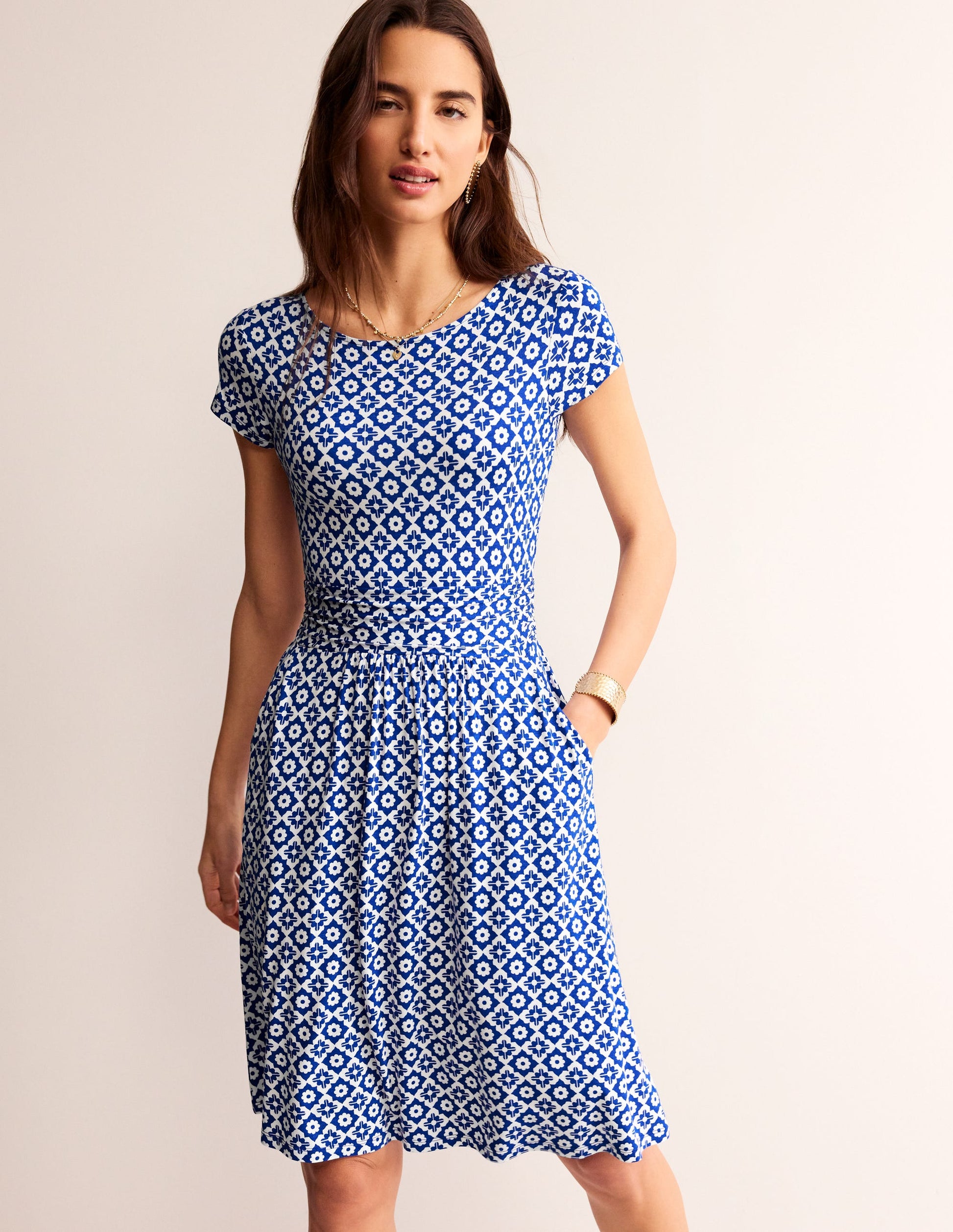Amelie Jerseykleid-Surf The Web, Geometrischer Stempel-1