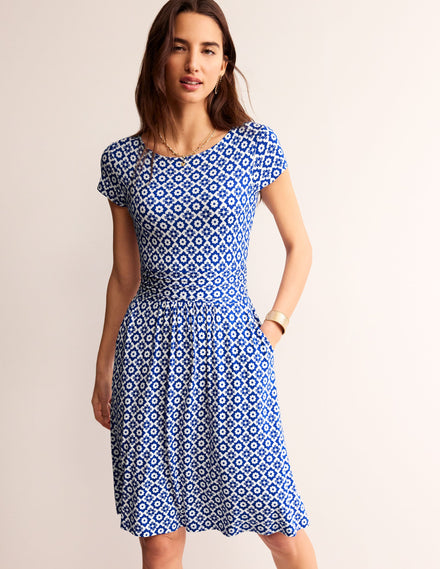 Amelie Jerseykleid-Surf The Web, Geometrischer Stempel