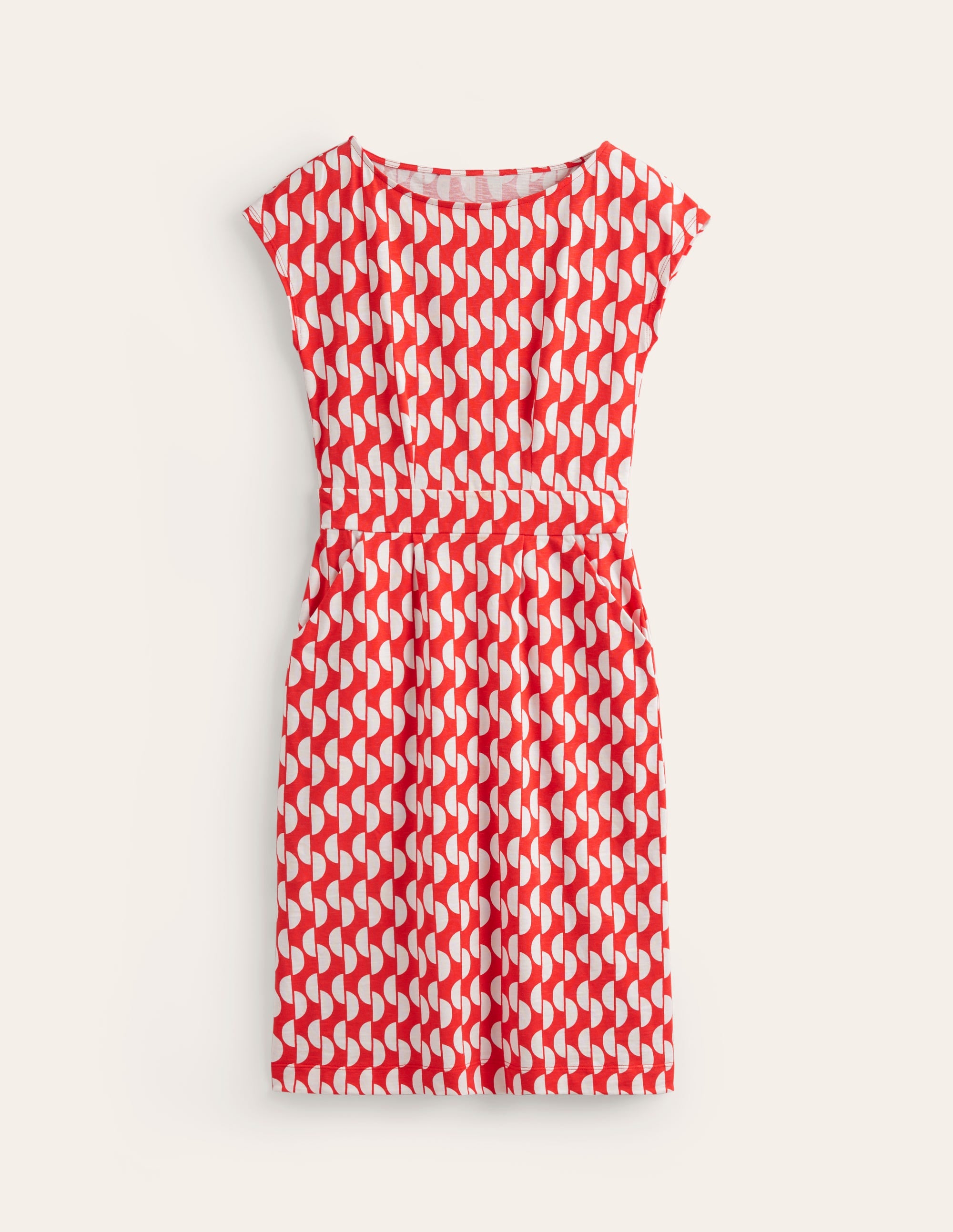 Robe Florrie en jersey-Rouge coquelicot Motif Geo Wave - Image 5