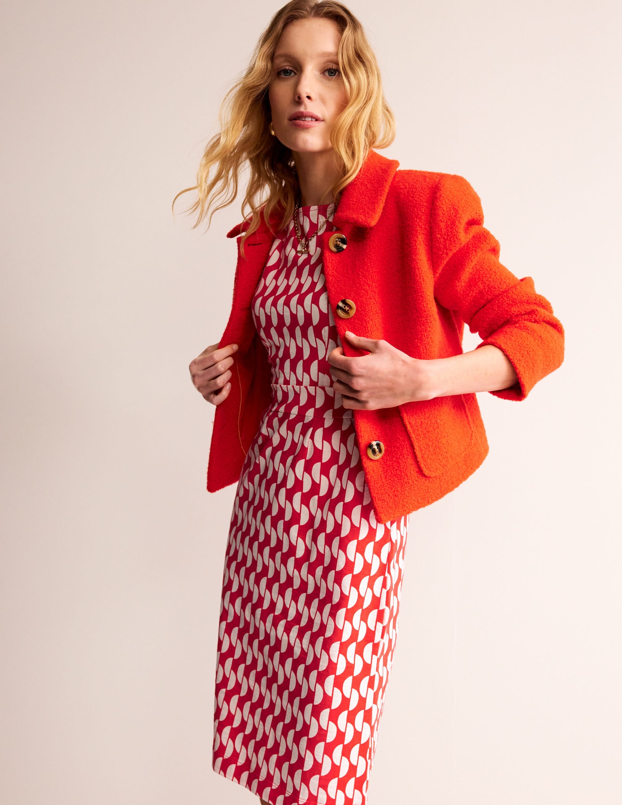 Robe Florrie en jersey-Rouge coquelicot Motif Geo Wave - Image 4