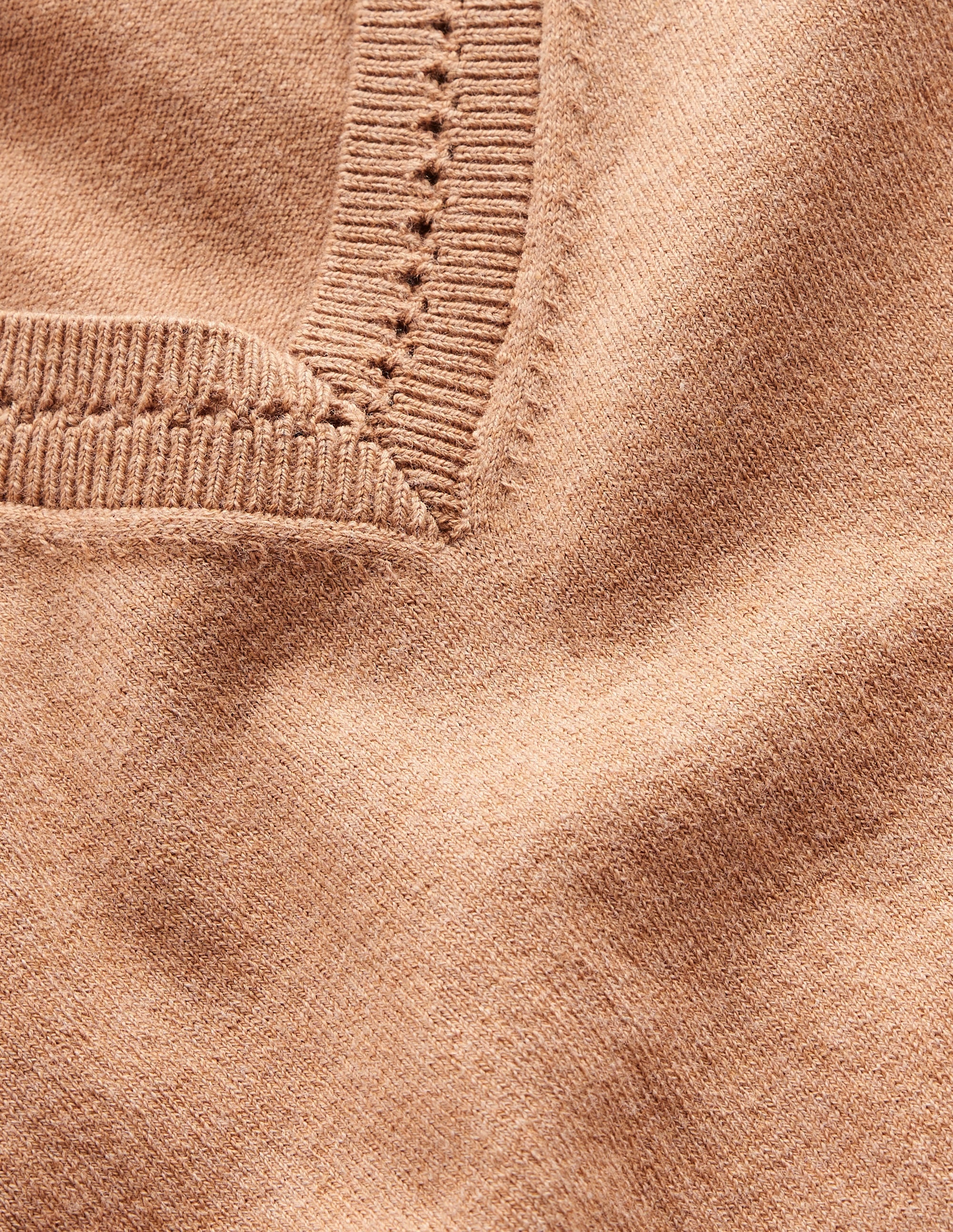 Pull Catriona col V en coton-Camel chiné - Image 6