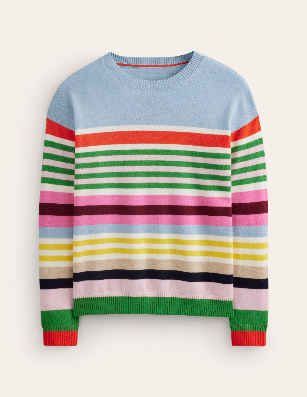 Lydia Kaschmirpullover-Hellblau, Orange Streifen - Image 8