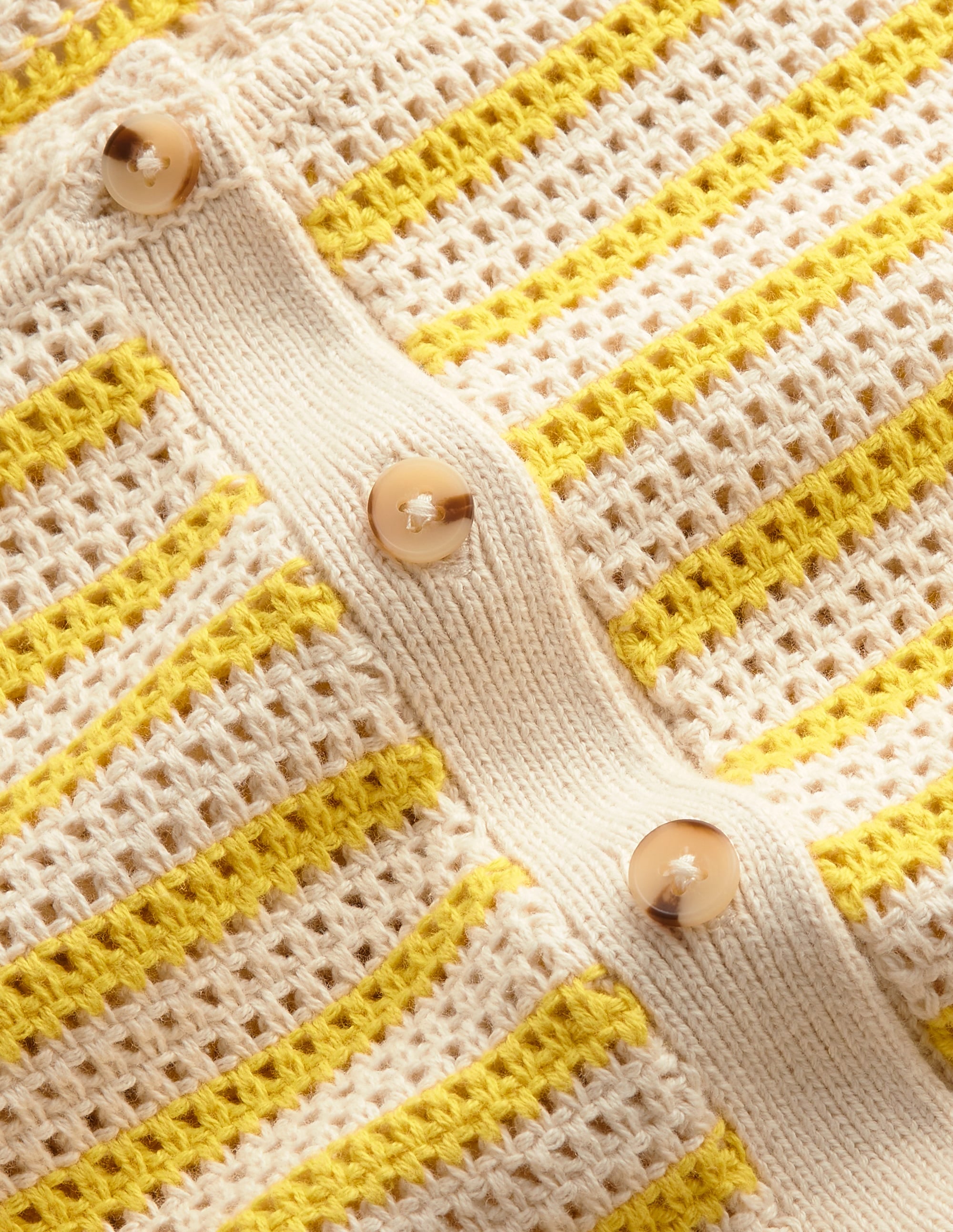 Texturierte Strickjacke mit Muschelsaum-Naturweiß/Maracuja-Gelb - Image 6