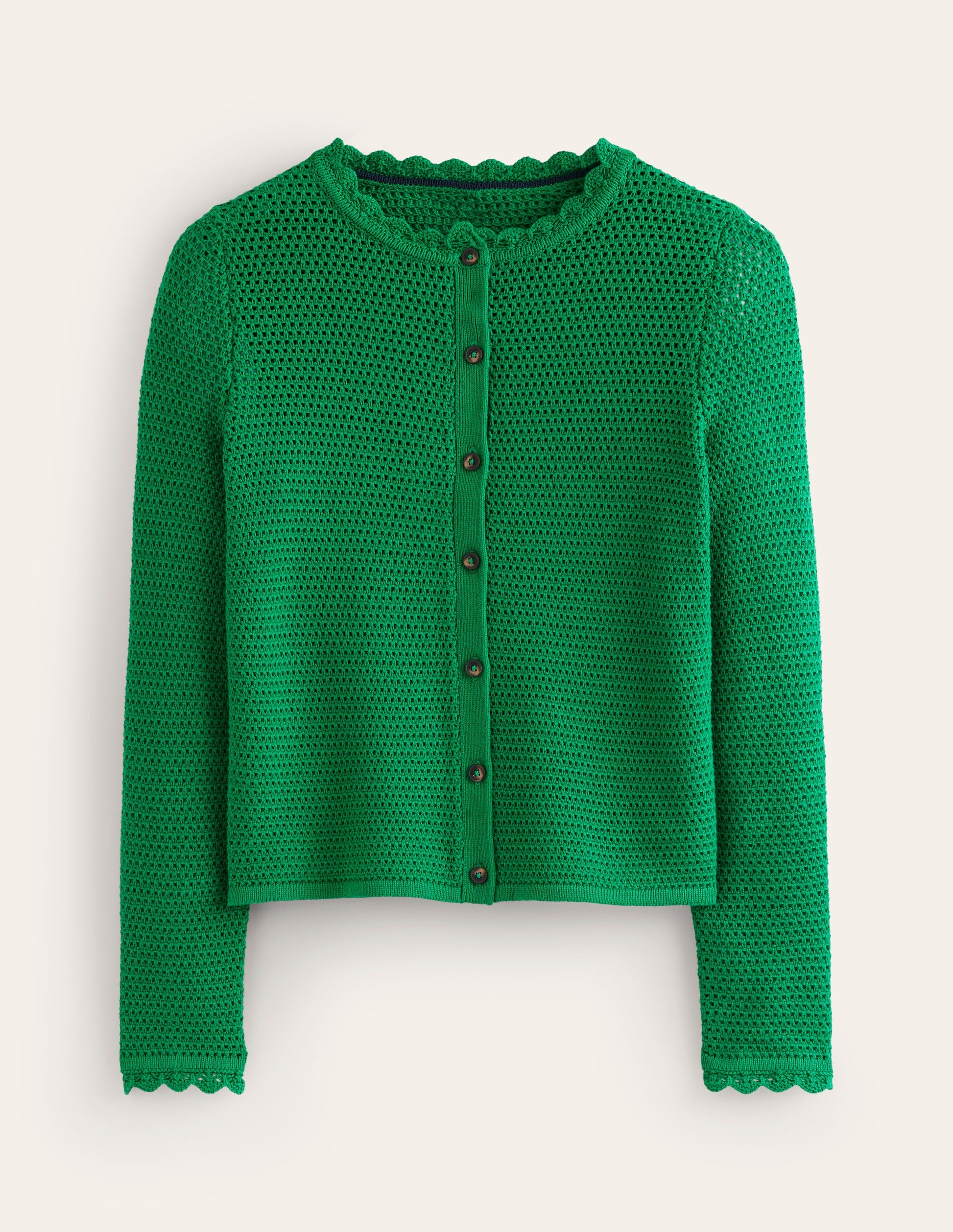 Texturierte Strickjacke mit Muschelsaum-Grünes Tamburin-5