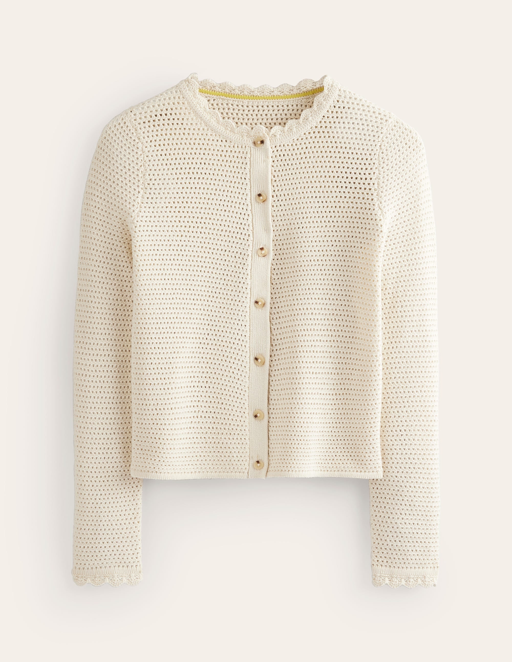 Texturierte Strickjacke mit Muschelsaum-Warmes Naturweiß - Image 6
