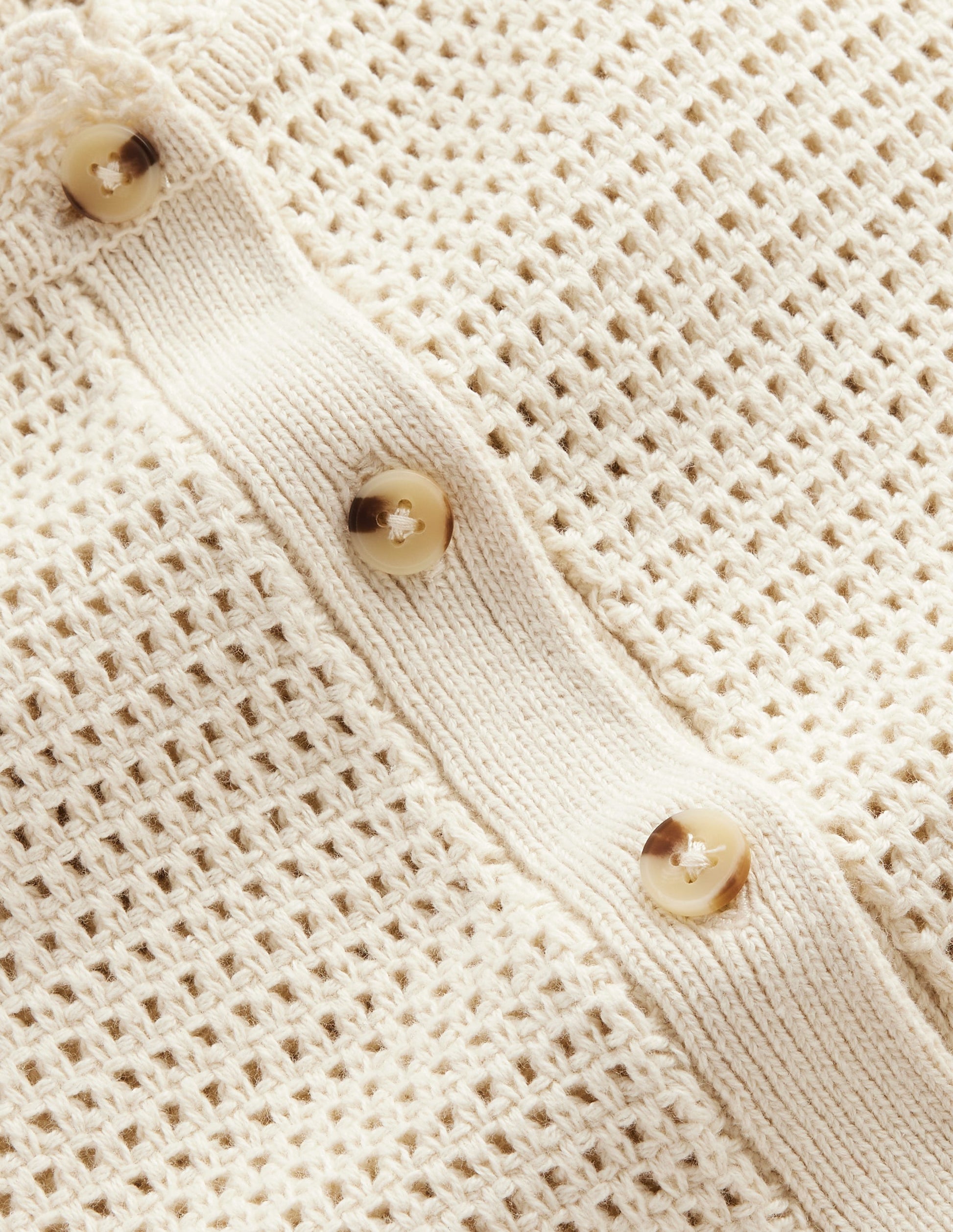 Texturierte Strickjacke mit Muschelsaum-Warmes Naturweiß-7