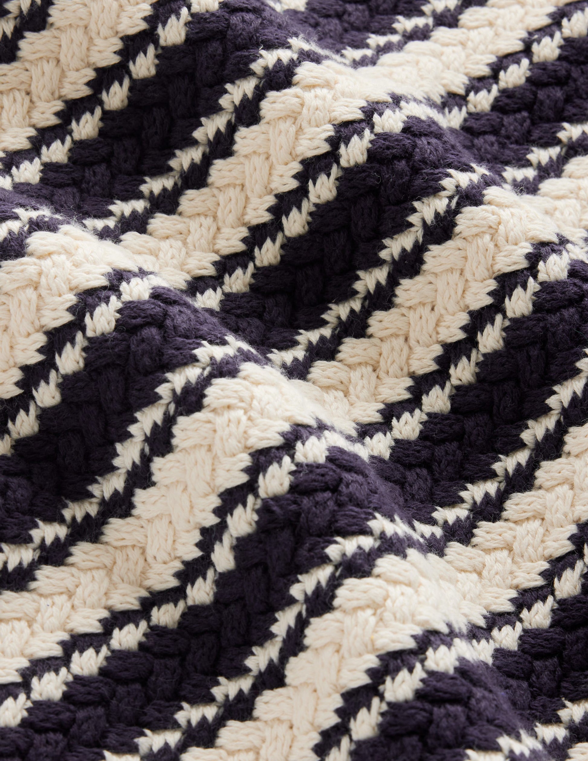 Texturierter Baumwollpullover mit Streifen-Marineblau, Naturweiß texturierte Streifen-6