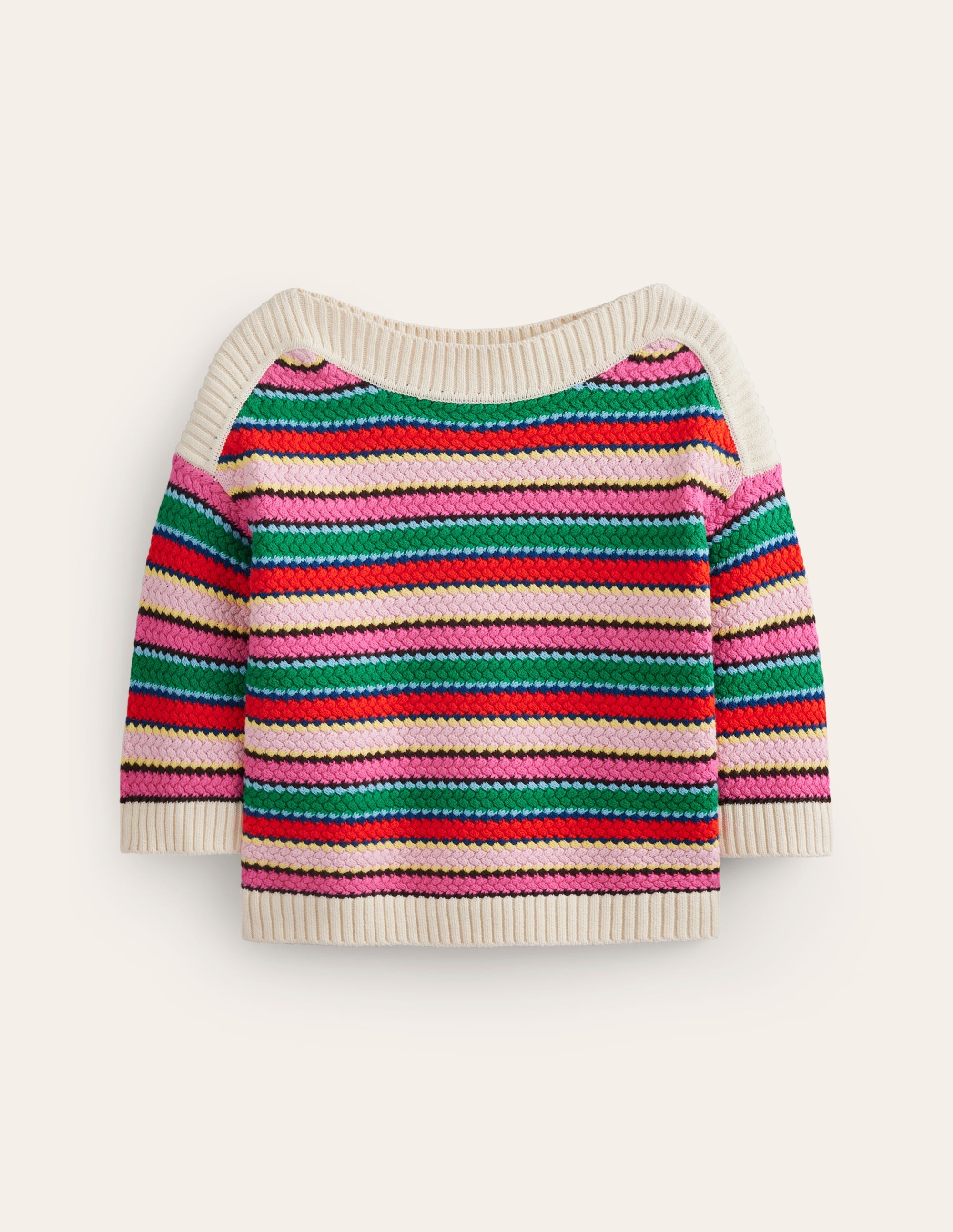 Pull rayé en coton texturé-Rayé texturé multi - Image 6
