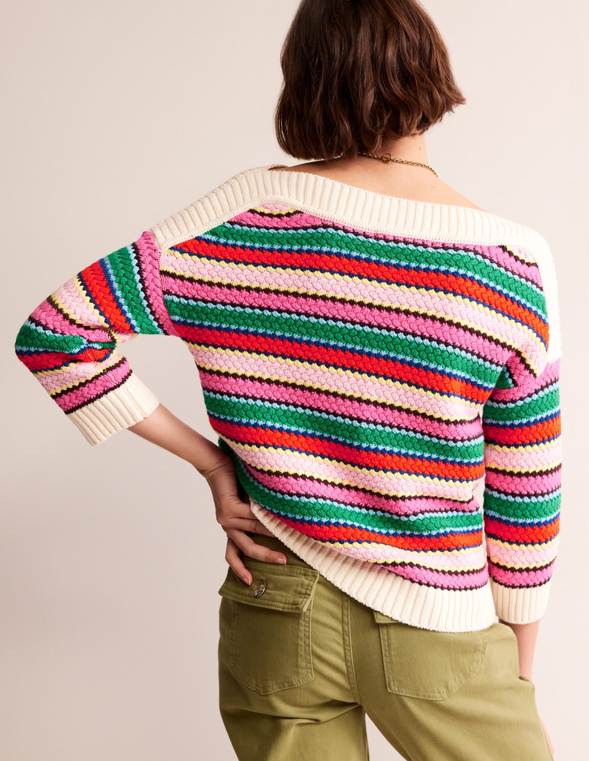 Pull rayé en coton texturé-Rayé texturé multi - Image 3