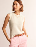 Textured Scallop Tank-Warm Ivory