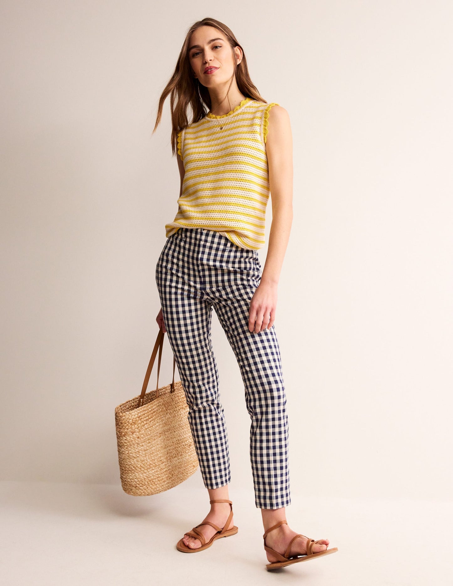 Débardeur festonné texturé-Ivoire/jaune fruit de la passion