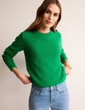 Pull à surpiqûres et boutons-Strahlendes Grün