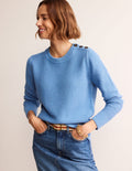 Pullover mit Knopfdetail und Ziernaht-Porzellanblau