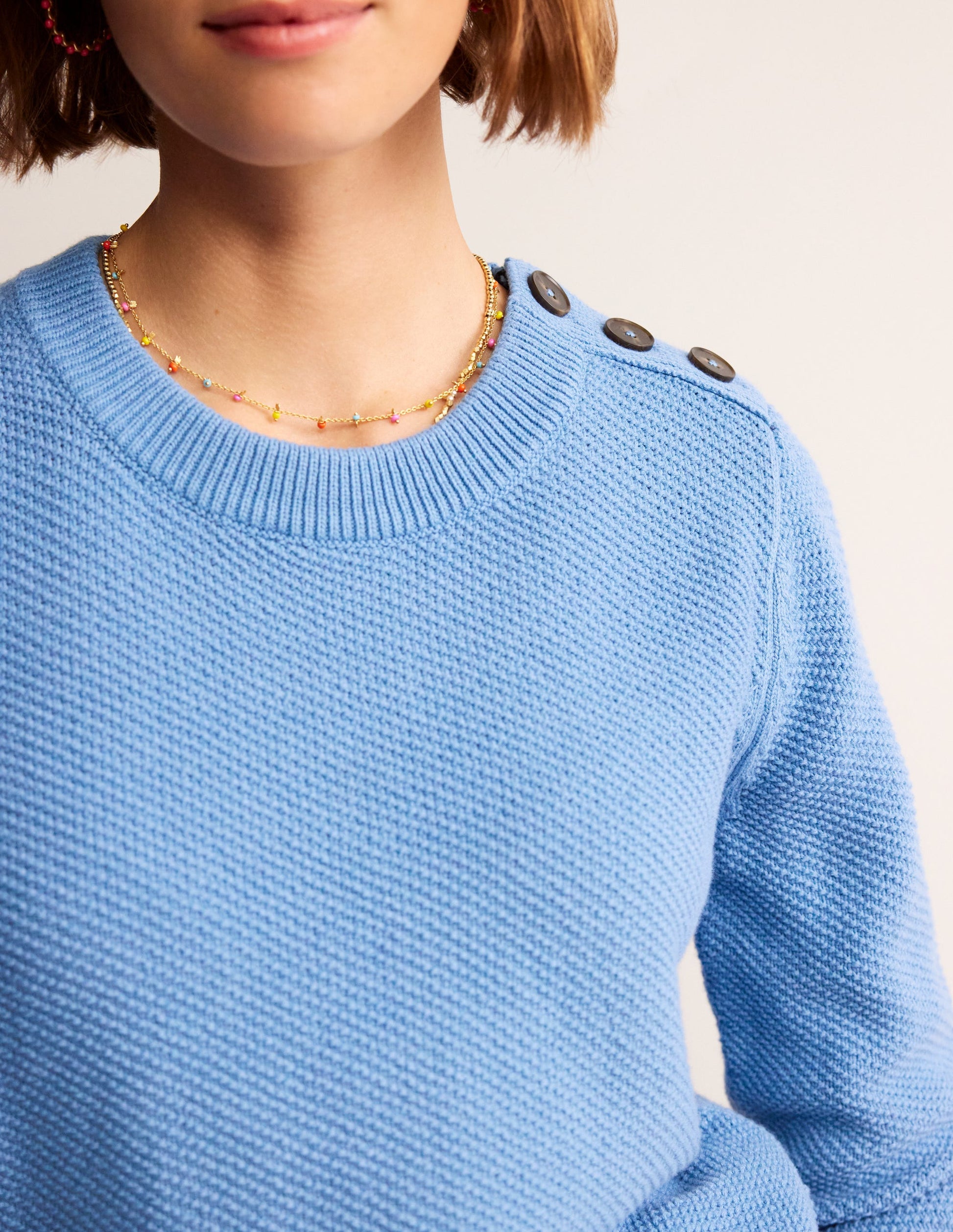 Pullover mit Knopfdetail und Ziernaht-Porzellanblau-2