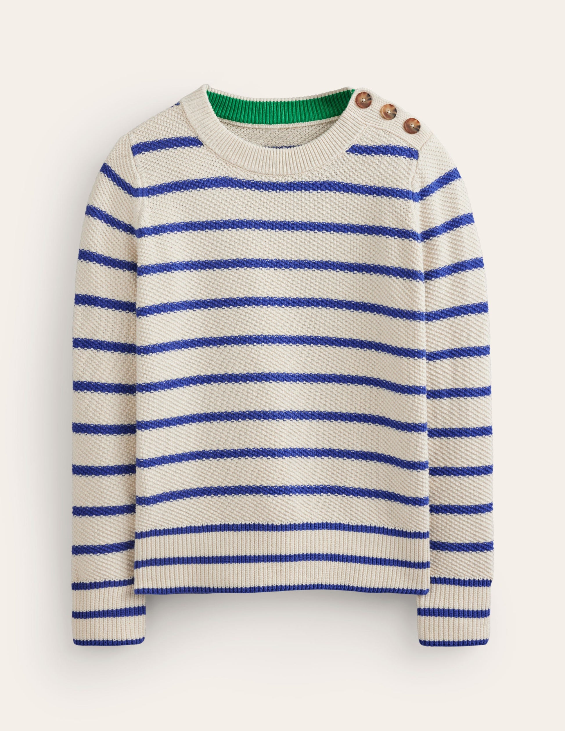 Pullover mit Knopfdetail und Ziernaht-Warmes Naturweiß/Saphirblau-5