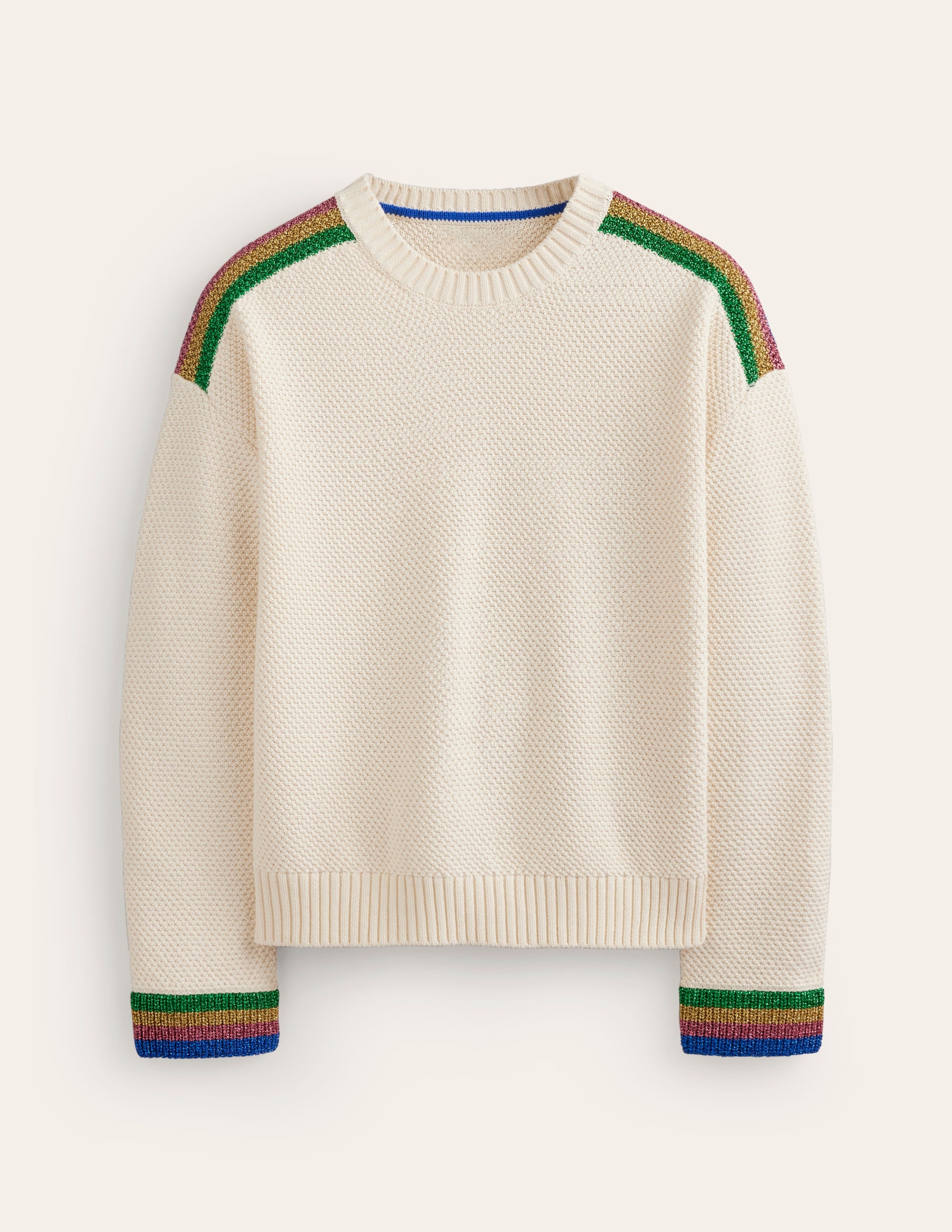 Pullover mit Metallic-Streifen-Warmes Naturweiß - Image 6