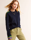 Metallic Stripe Jumper-Navy