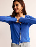 Gilet col V Maggie en lin-Bleu nautique