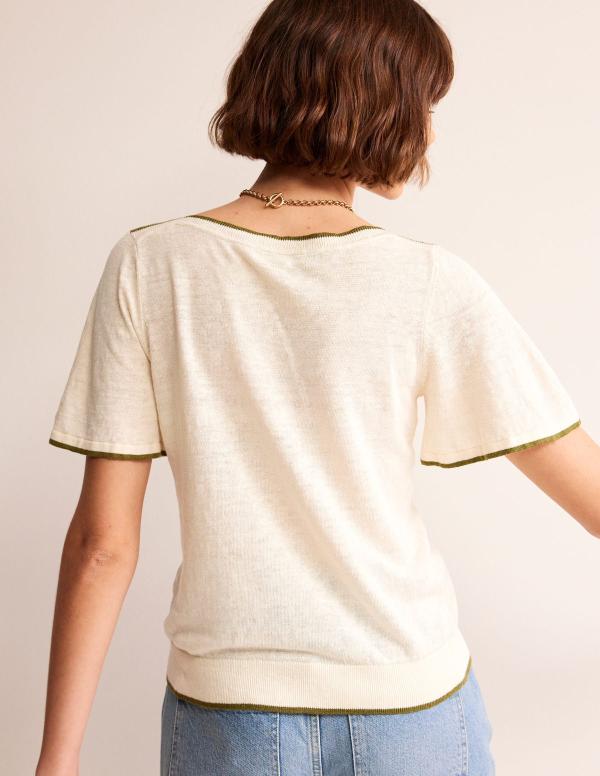 Maggie Leinen-T-Shirt mit U-Boot-Ausschnitt-Warmes Naturweiß - Image 3