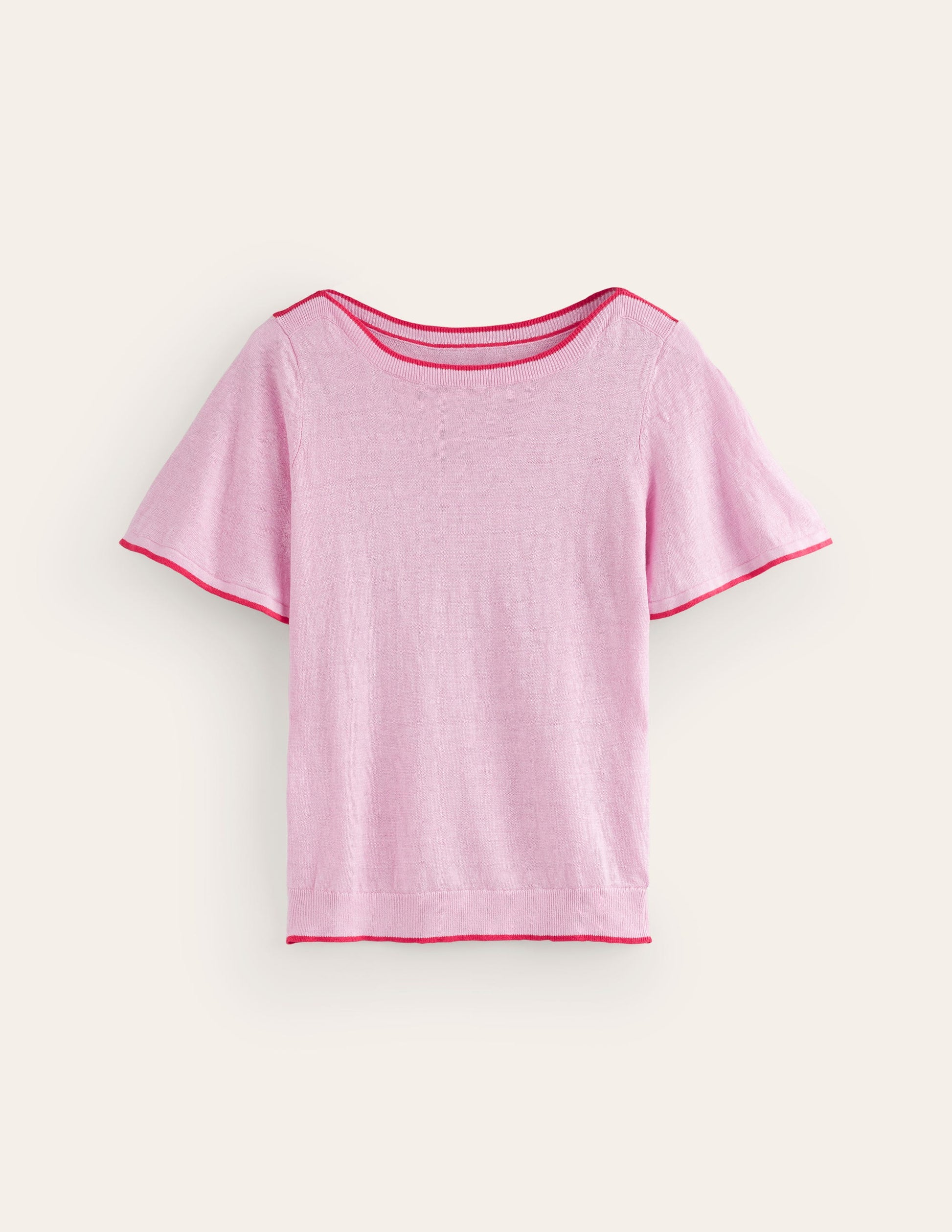 T-shirt col bateau Maggie en lin-Rose lilas doux-5