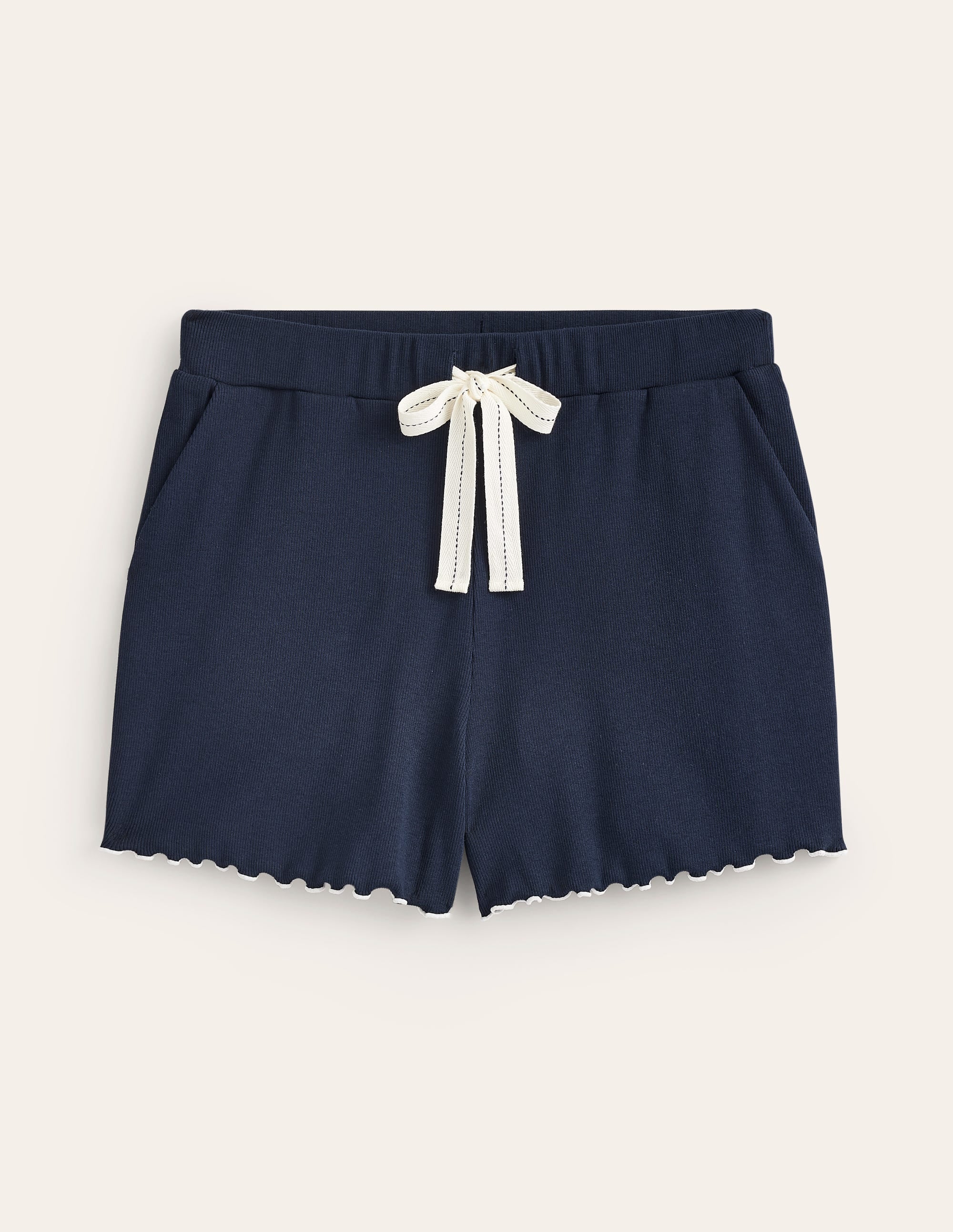 Schlafanzugshorts mit gewelltem Saum-Marineblau - Image 5