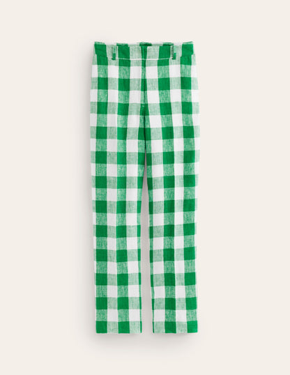 Kew Linen Trousers-Green Tambourine Gingham