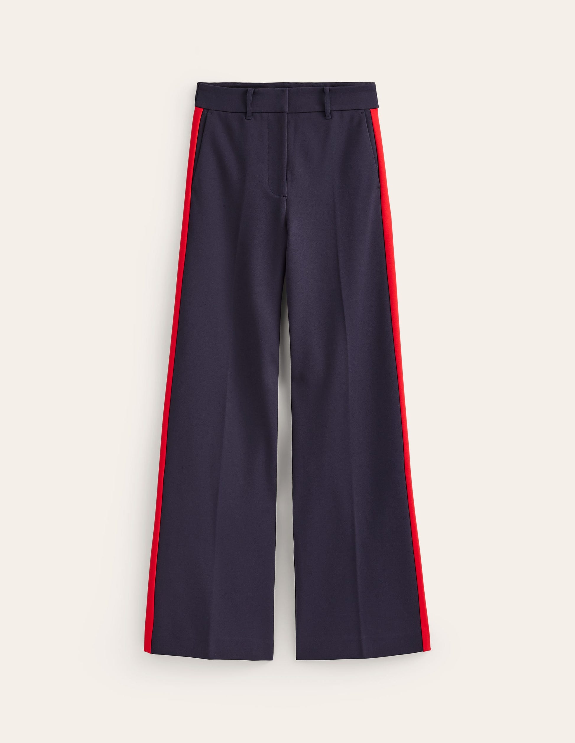 Pantalon Westbourne en point de Rome-Bleu marine à rayures latérales-5