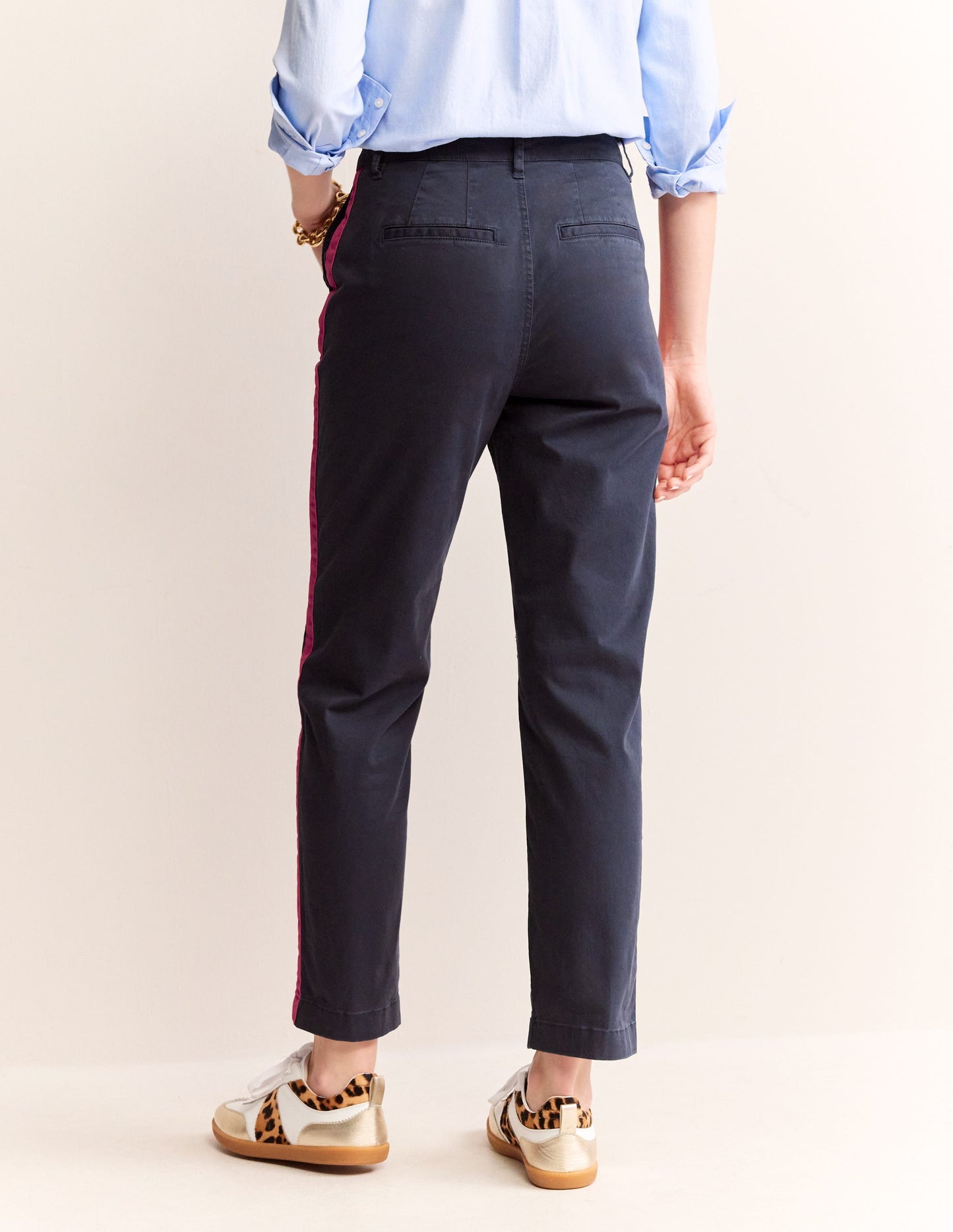 Barnsbury Chino Trousers-Navy Side Stripe