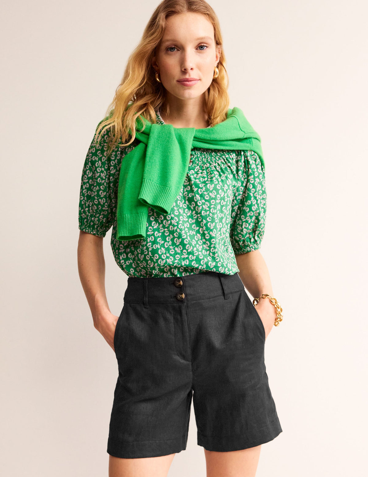 Westbourne Kurze Hose aus Leinen-Schwarz - Image 1