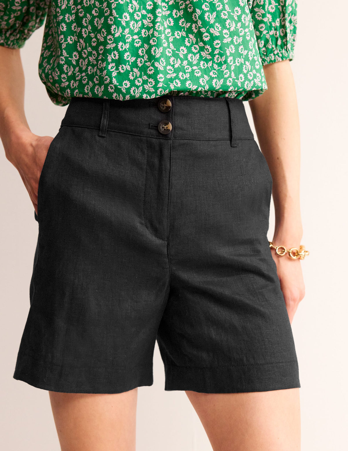 Westbourne Kurze Hose aus Leinen-Schwarz - Image 4