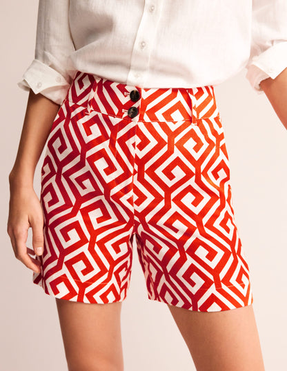 Westbourne Kurze Hose aus Leinen-Flammenrot, Labyrinth