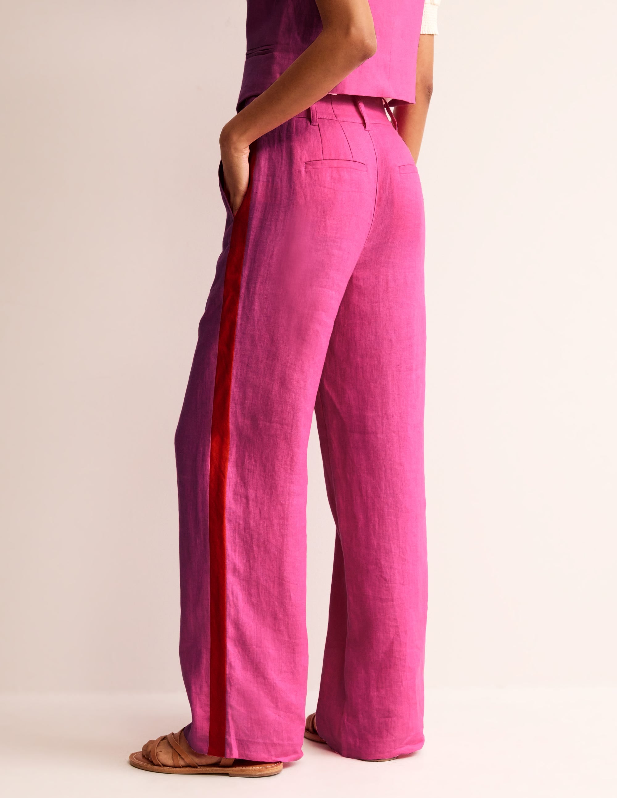 Westbourne Leinenhose-Stiefmütterchen, Roter Seitenstreifen - Image 3
