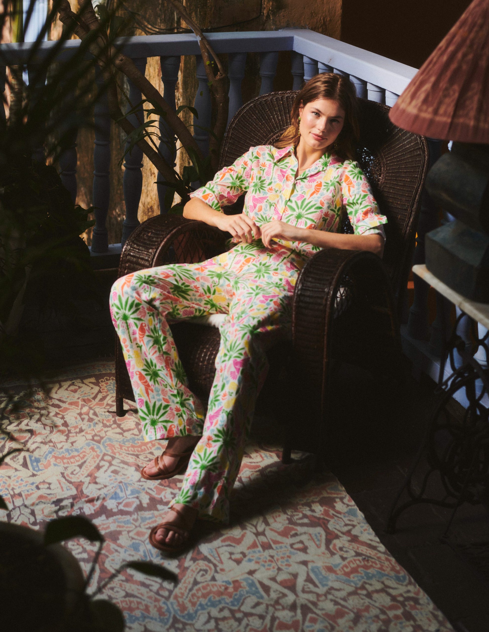 Pantalon Hampstead en lin-Multi, paradis tropical-5