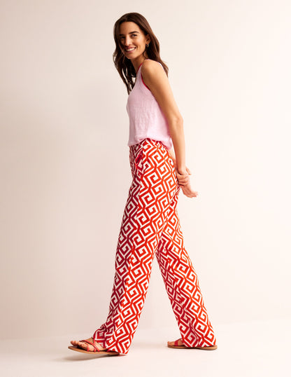 Pantalon Hampstead en lin-Flamme écarlate, labyrinthe